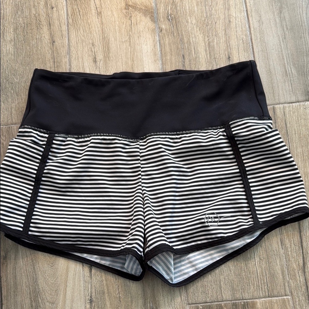 Black and White Striped Women's Shorts